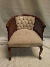 Sold at Auction: Mid Century Cane Back Wood Barrel Chair