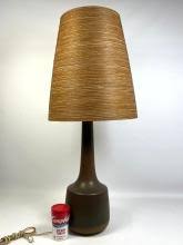 Sold at Auction: GUNNAR AND LOTTE BOSTLUND TABLE LAMP. GLAZED POTTERY MODERNIST TABLE LAMP. NATURAL TWINE SHADE.
