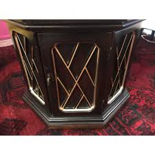 1960s Ebonized and Gold – Trimmed Wood Octagonal Side Table/ Cabinet – Kakar House of Design Store