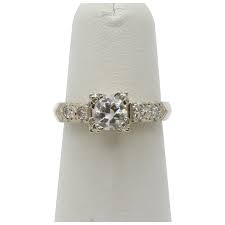 Art Deco Ladies .8 Carat Diamond 14K White Gold Engagement ...