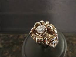 Vintage Retro Solid 14k Yellow Gold And Diamond Gold Nugget Ring Sz 10.25 13.8g | eBay