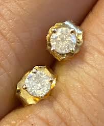 Vintage 14K Yellow Gold .20 CTW Diamond Stud Earrings - Etsy