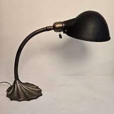 Vintage 1920s Art Deco Gooseneck Desk Lamp with Black ...