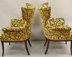 Vintage Hollywood Regency Carved Mahogany Wingback Fireside Lounge Chairs - Pair - Etsy