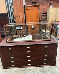 We have a original oak antique shop keepers table top ...