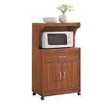 Hodedah Kitchen Dining Room Microwave Shelf Storage Cart with Wheels, Cherry - 60 - Bed Bath & Beyond - 35595540