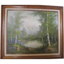 James Wallace Signed Oil on Canvas - Mountain/Lake Landscape ...