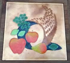 Vintage MCM Ernest SOHN Copper on Walnut Cornucopia Design ...