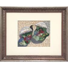 Charming Ca. 1950s Gouache on Paper of a Flower Vendor by ...