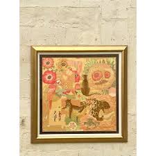 Vintage Italian Framed Salvatore Ferragamo Place Print Scarf | Chairish