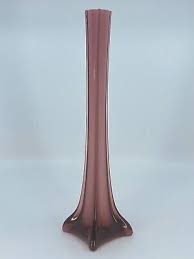 Vintage purple art glass vase w/ white interior square base 11.5"H Thin VASE | eBay