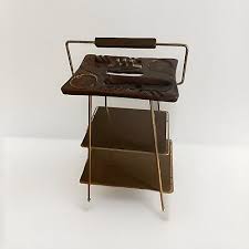 Vintage MCM Ceramic Ashtray Stand Side Table Brown | eBay