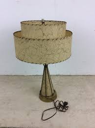 Mid Century Modern Brass and Naugahyde Table Lamp with ...
