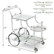 Giantex Unique Home Aesthetic Glass Rolling Bar Cart, Mobile Wine Tea Serving Cart w/Universal Wheels - Walmart.com