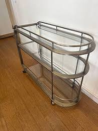 Restoration Hardware Mid Century Style Metal "1950s Milo Bar Cart" In "antiqued Brass" Finish,