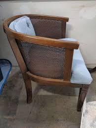Vintage wicker-back barrel shape chair, marble top side table - Lil Dusty Online Auctions - All Estate Services, LLC