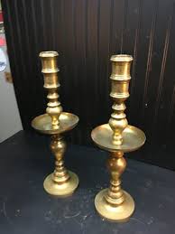 VTG Pair Large SOLID BRASS CANDLE STICKS 20" TALL 1 3/4in ...