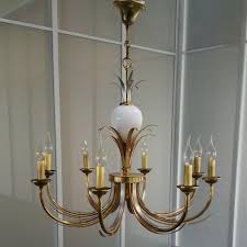 Brass Chandelier with Glass Ostrich Egg, 1970s | Chairish