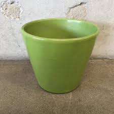 Mid Century Modern 1970's Green U.S. Pottery Flower Pot