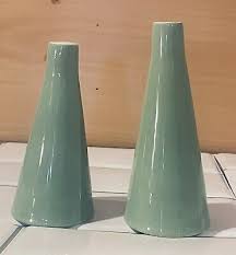 Vintage Mid Century Modern Tapered Light Green Salt and Pepper Shaker Set | eBay