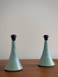 Set of (3) robust Preben Brandt Larsen turquoise ceramic table lamps.Denmark1970 For Sale at 1stDibs