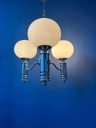 Mid Century White Opaline Glass Chandelier with Chrome Frame | eBay