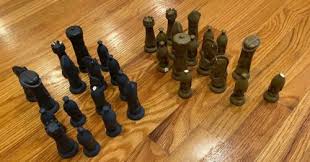 Vintage Duncan? Medieval Ceramic Chess Pieces Blue and Tan ...
