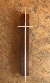 Small Minimalist Walnut and Aluminum Crucifix / Cross For ...