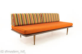 Mid Century Armless Striped Daybed Sofa | Mid Century Modern Furniture | Modern Hill