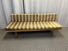 Mid Century Modern WOOD DAYBED couch vintage sofa loveseat retro upholstered 60s | eBay