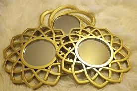 3 Gold Mirrors Sunburst Starburst Small Glass Plastic 9.75 ...