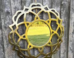 Preloved Large Stylised Sunshine Brass Mirror Made in India ...