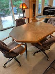 Oak Table with Formica Top + Four Upholstered Chairs - furniture - by owner - sale - craigslist