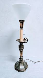 Pair Vintage MCM Torchiere Style End Table Lamps Mid Century ...