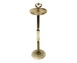 Vintage Brass Marble Standing Floor Ashtray Ornate ...