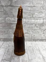 VINTAGE MID CENTURY ITALIAN HAND TOOLED LEATHER WRAPPED DECANTER BOTTLE Rooster | eBay