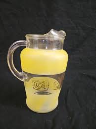 Vintage Mid Century Glass Pitcher Yellow Gold Swirls 32 OZ | eBay
