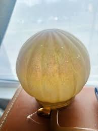 Vintage Round Gold Tone Iridescent Glass Ribbed Globe ...