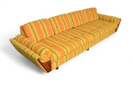 Mid Century Gondola Sofa in Original Candy Striped Wool at 1stDibs