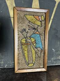 MCM Rare Gravel/Pebble Art Bongo Drummer 70's Wall ...
