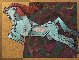 Waltzing Horse": Brown Acrylic Painting by Dinkar Jadhav ...