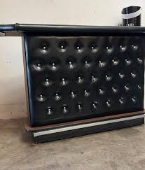Vintage 1970s Black Vinyl Tufted Bar With 2 Matching Bar ...