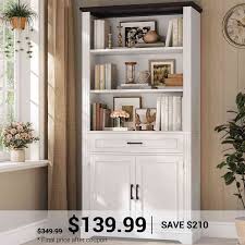 SEDETA® 70 Inch Tall Farmhouse Bookcase with Adjustable ...