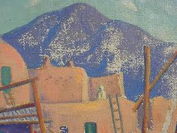 Taos Pueblo New Mexico painting possibly by Marion Parsons ...