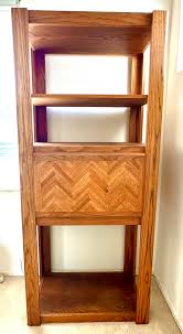 Vintage Antique 80s Oak Shelving Unit with Fold Down Bar Cabinet Storage Compartment for Sale in Torrance, CA - OfferUp