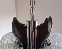 Space Age Chandelier/murano Glass Chandelier/wood and Glass ...