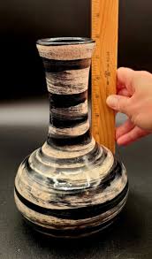 MCM Black Gray White Agateware Jamaican Pottery Vase Wassi ...