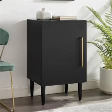 Pemberly Row Mid-Century Wood Record Player Stand in Matte Black - Walmart Business Supplies
