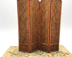 Restored Bamboo & Woven Wicker 4 Panel Folding Screen , 1920 - Etsy