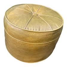 Vintage 1960's Round, Gold Vinyl/naugahyde Footstool, Retro Ottoman, Boho Foot Stool/ottoman in Harvest Gold - Etsy